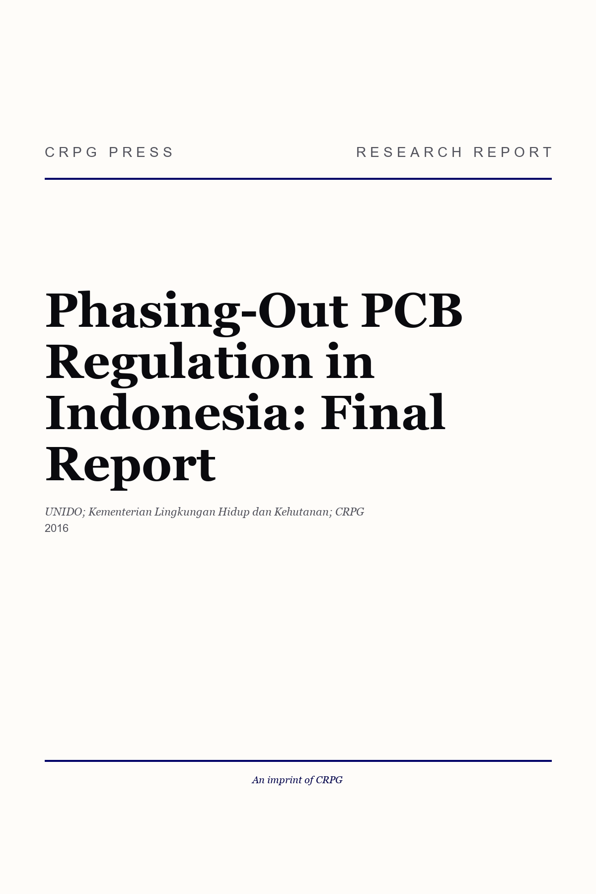 Phasing-Out PCB Regulation in Indonesia: Final Report