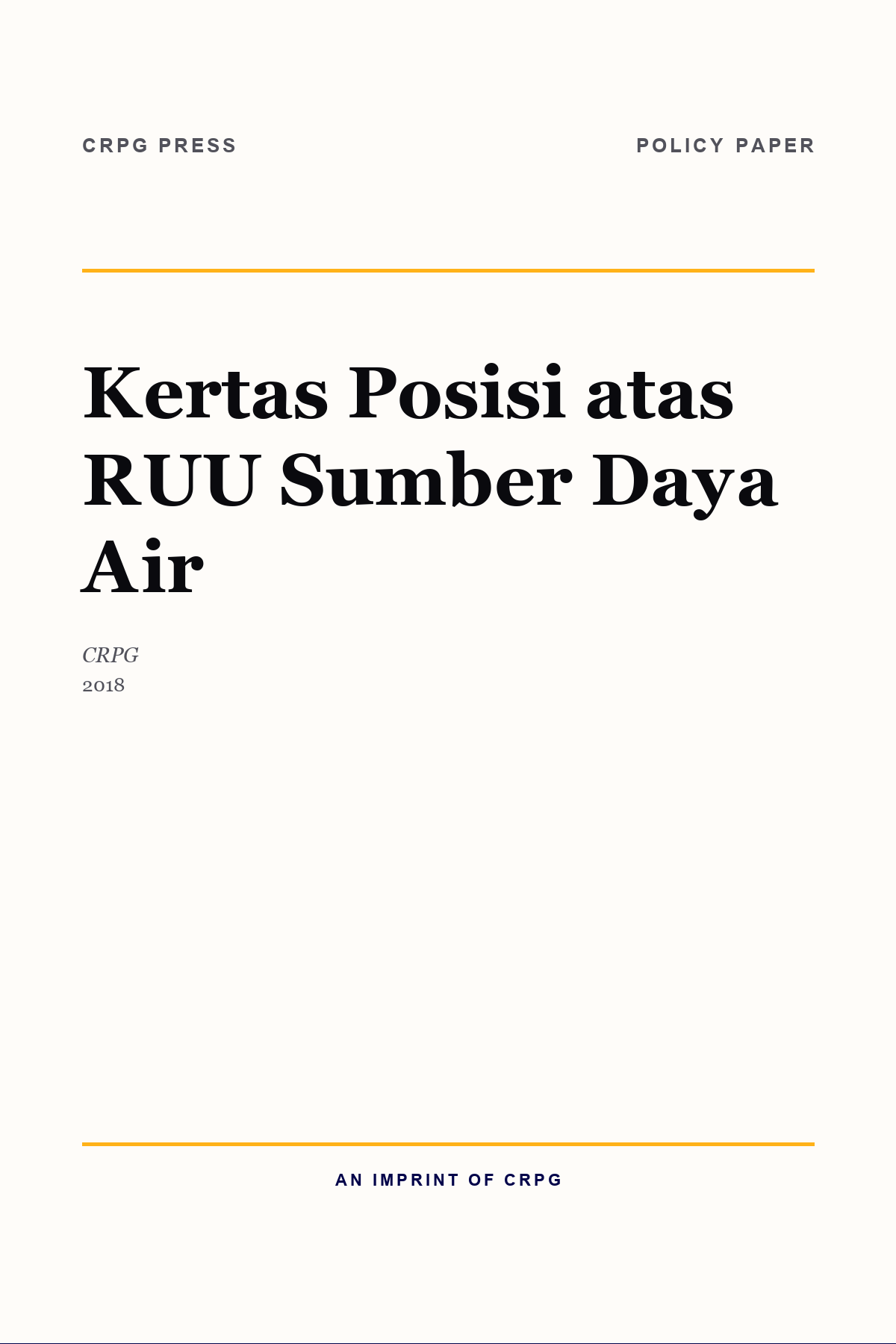 Kertas Posisi atas RUU Sumber Daya Air