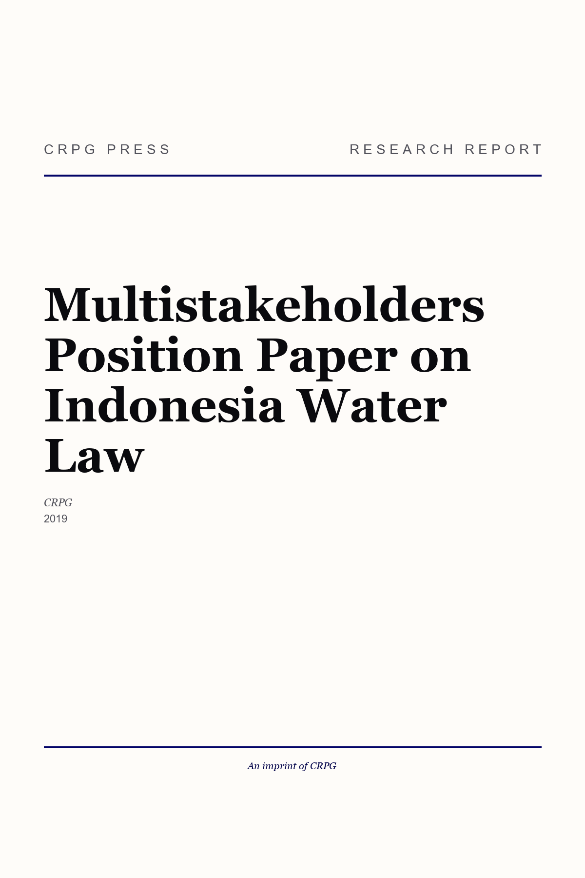 Multistakeholders Position Paper on Indonesia Water Law
