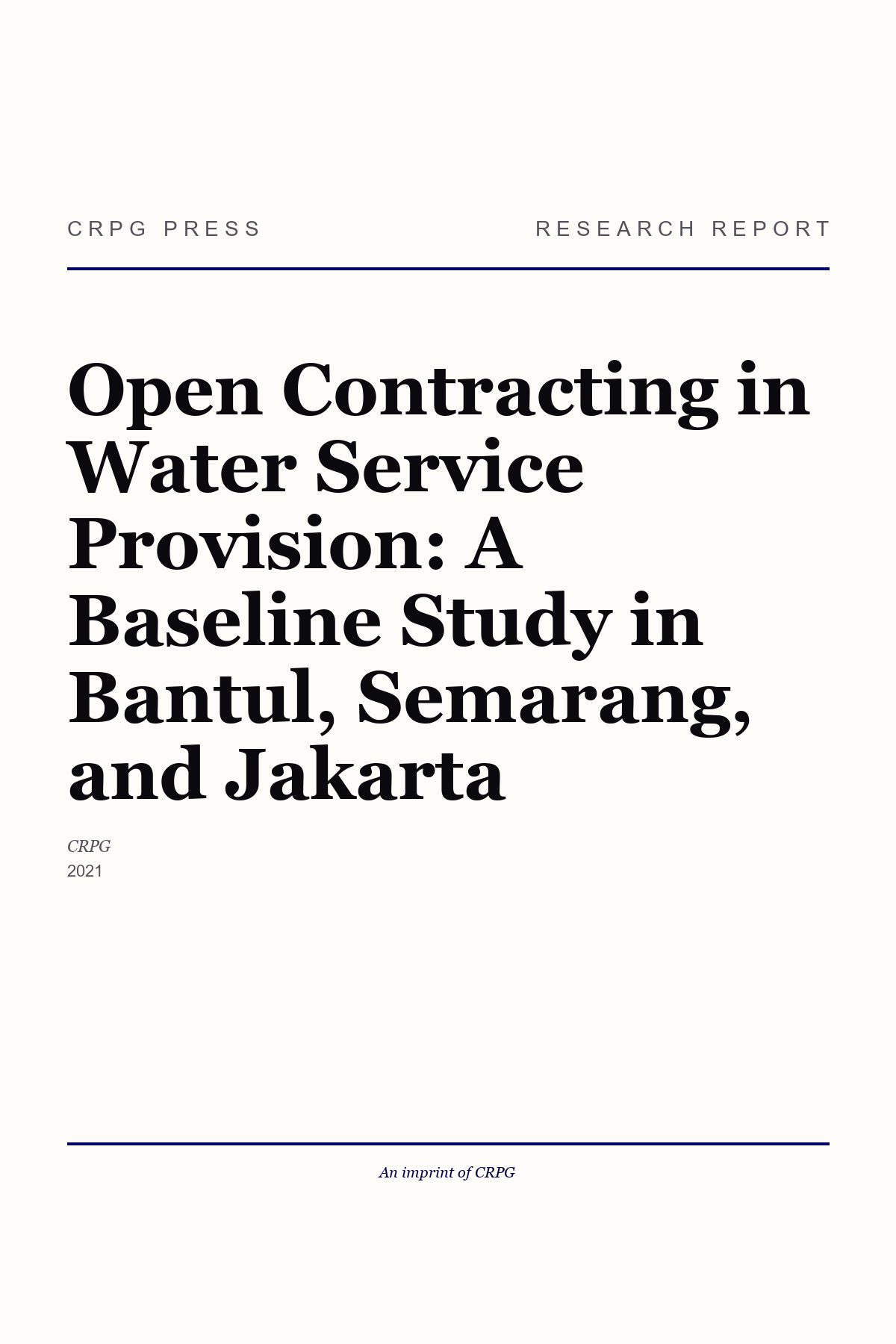 Open Contracting in Water Service Provision: A Baseline Study in Bantul, Semarang, and Jakarta